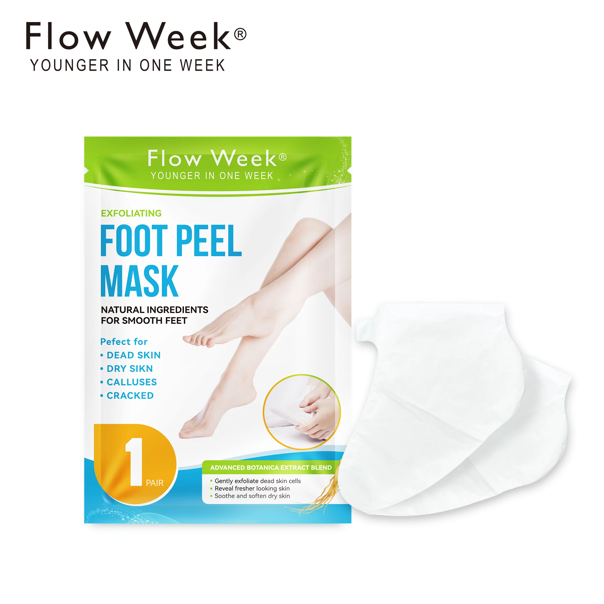 Flowweek Exfoliërend Voetmasker-Huid Exfoliërend Voetmasker Voor Droge, Gekapte Voeten, Eelt, Dode Huidverwijderaar, Exfoliant
