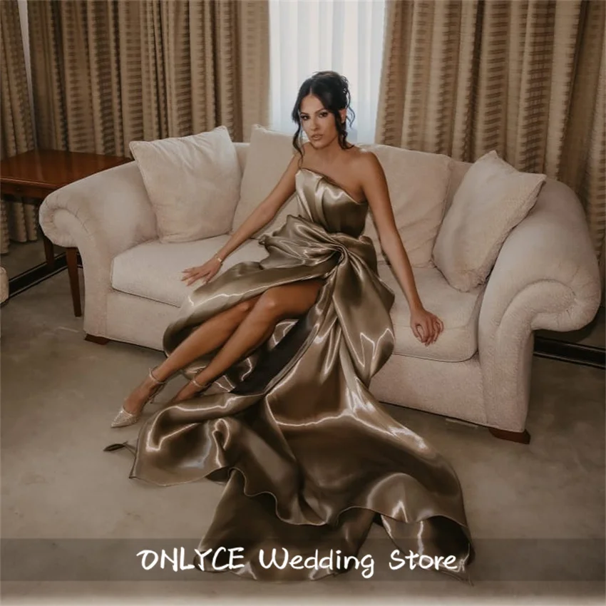 Robe de soirée dorée personnalisée, tenue de soirée d'anniversaire sans manches, ligne a plissée, dos nu, robes de bal de luxe