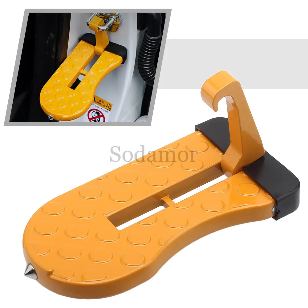 Car Accessroies Orange Car Roof Top Door Step Aluminum Alloy Thickened Vehicle DoorStep Pedal For Roof Rack Truck Door Universal