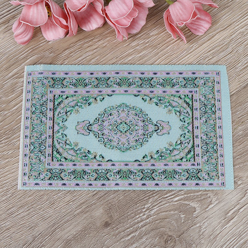 Mini alfombra de estilo turco para casa de muñecas, tapete Floral para Decoración de casa de juegos, revestimientos de suelo, alfombra de tejido en miniatura, accesorios para muñecas, 1:12