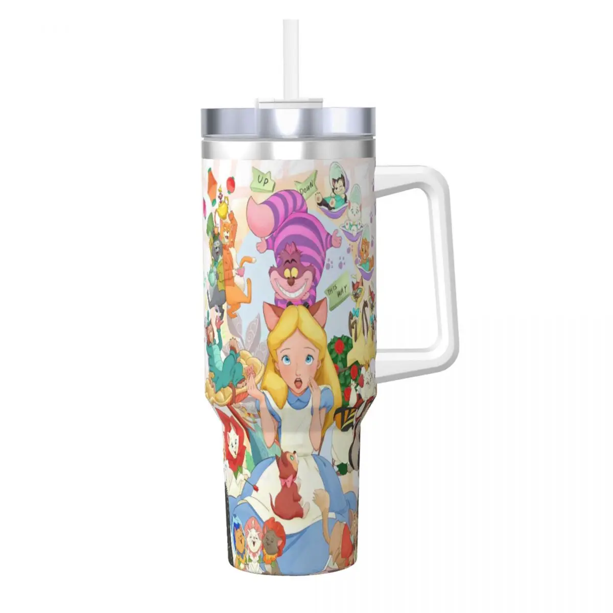 

Alice In Wonderland Stainless Steel Tumbler Travel Mugs Cup Large Thermal Cups Insulated Cold and Hot Milk Tea Water Bottle