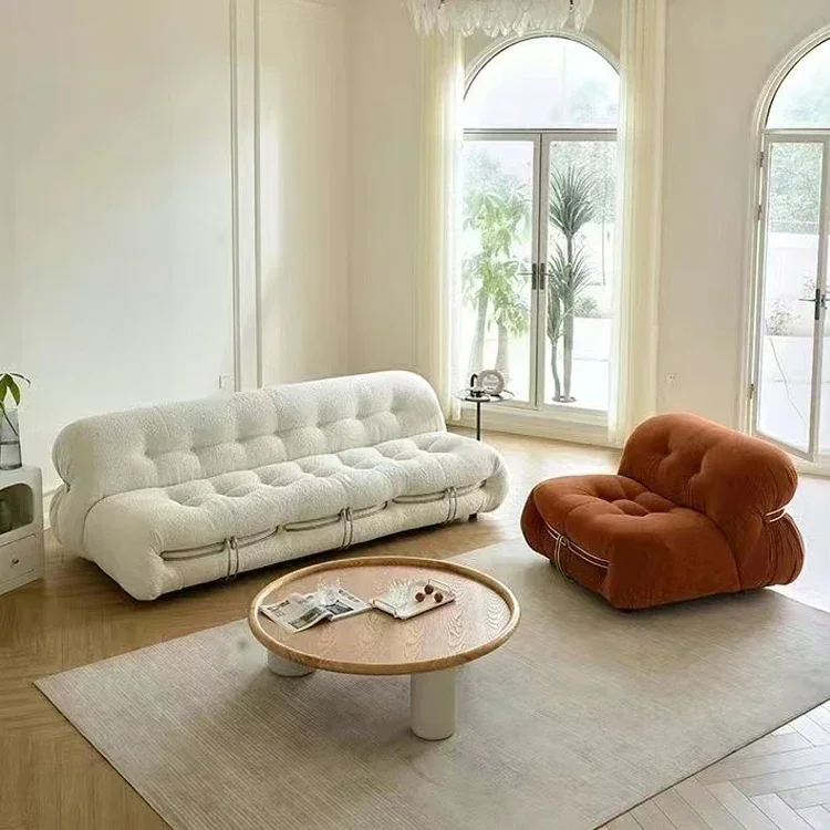 

Новое поступление, минималистичный современный бархатный секционный диван с ягненком, белый ленивый одиночный стул, повседневная роскошная мебель для гостиной, диван