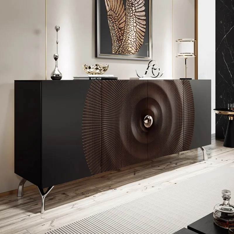 

Italian solid wood dining side cabinet designer gear-shaped decorative retro cabinet storage cabinet