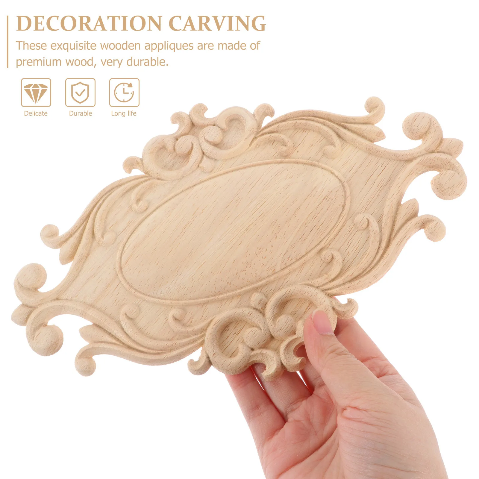 

2Pcs Wood Carved Door Onlay Applique Home Furniture Decor DIY Craft Wooden Carving Cabinet Bedroom Decoration Wood Carved Onlay