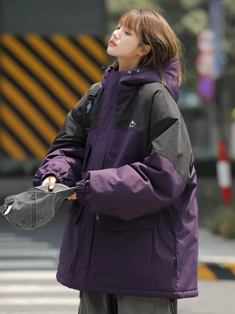 

Thiened Cotton Jaet for Men Winter Outdoor Windproof Couples Workwear American Trendy Brand Youth Casual Warm Coat