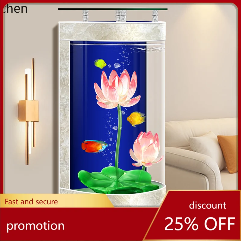 HT semi-circular fish tank living room floor-to-ceiling small and medium-sized vertical new ecological water-free