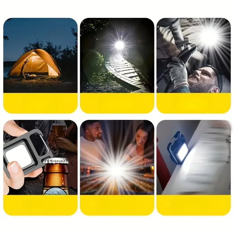 Mini LED Keychain Flashlight COB Night Light Portable USB Charging Camping Lamps For Work Outdoor Hiking Fishing Lighting