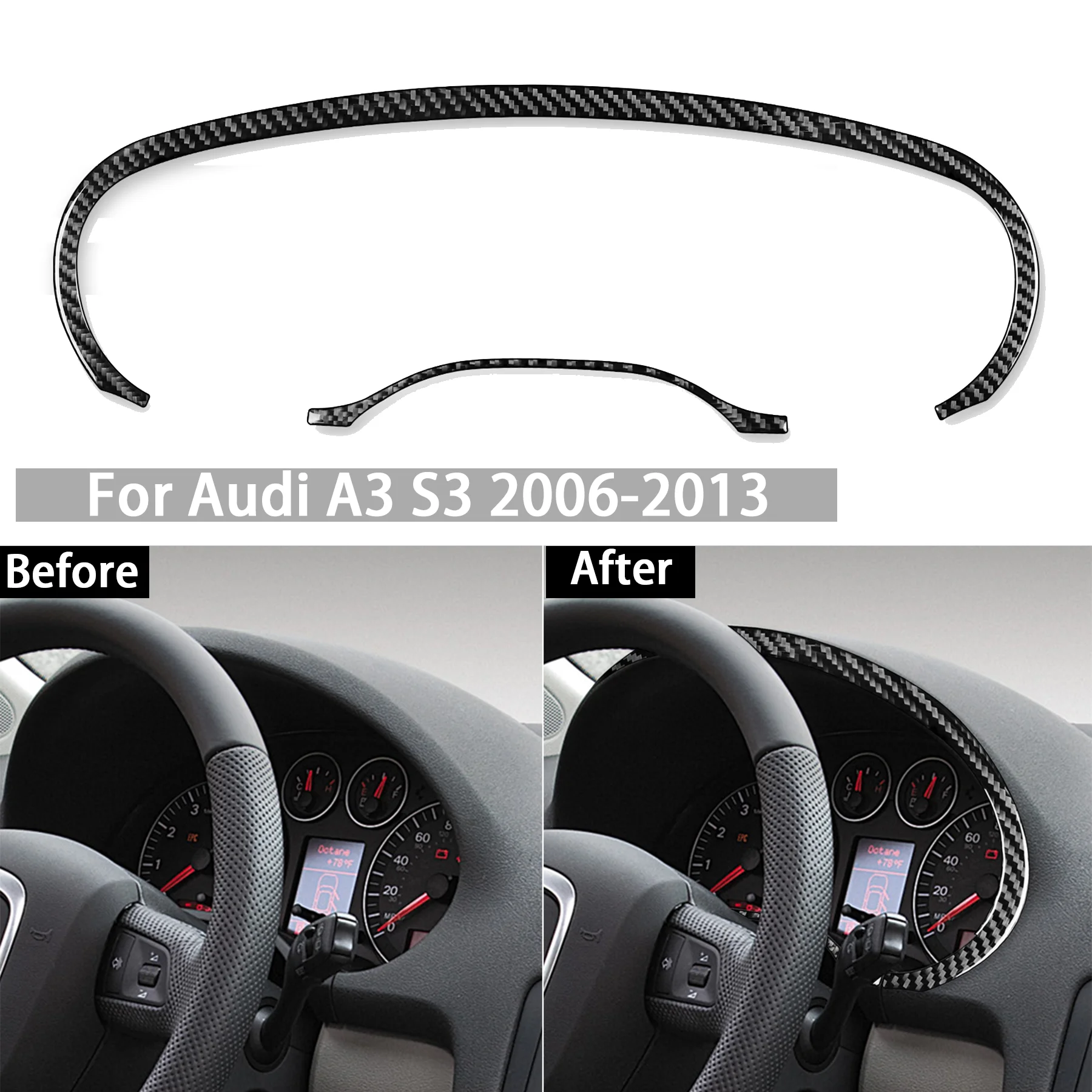 

Car Dashboard Speedometer Tachometer Surround Panel Decoration Carbon Fiber Interior Accessory Stickers For Audi A3 S3 2006-2013