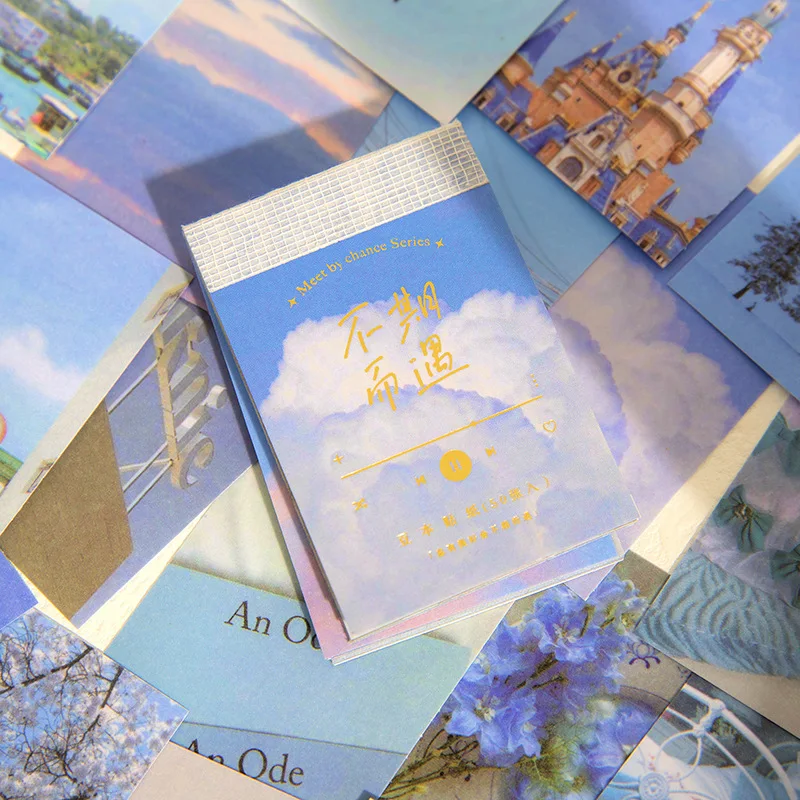 50pcs/pack Accidentally Encounter Series Beanbook Stickers Hand Account Materials Creative Scenery Mini Stickers