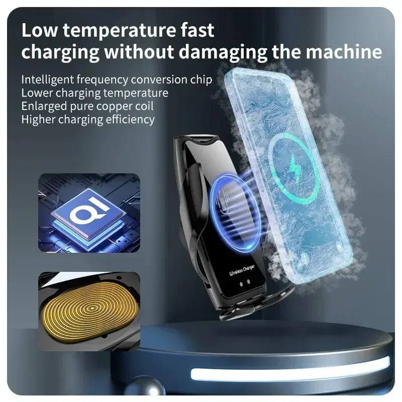 30W Car Wireless Charger Stand Bracket Infrared Induction Fast Charging Station for iPhone Samsung Xiaomi Car Phone Holder Mount