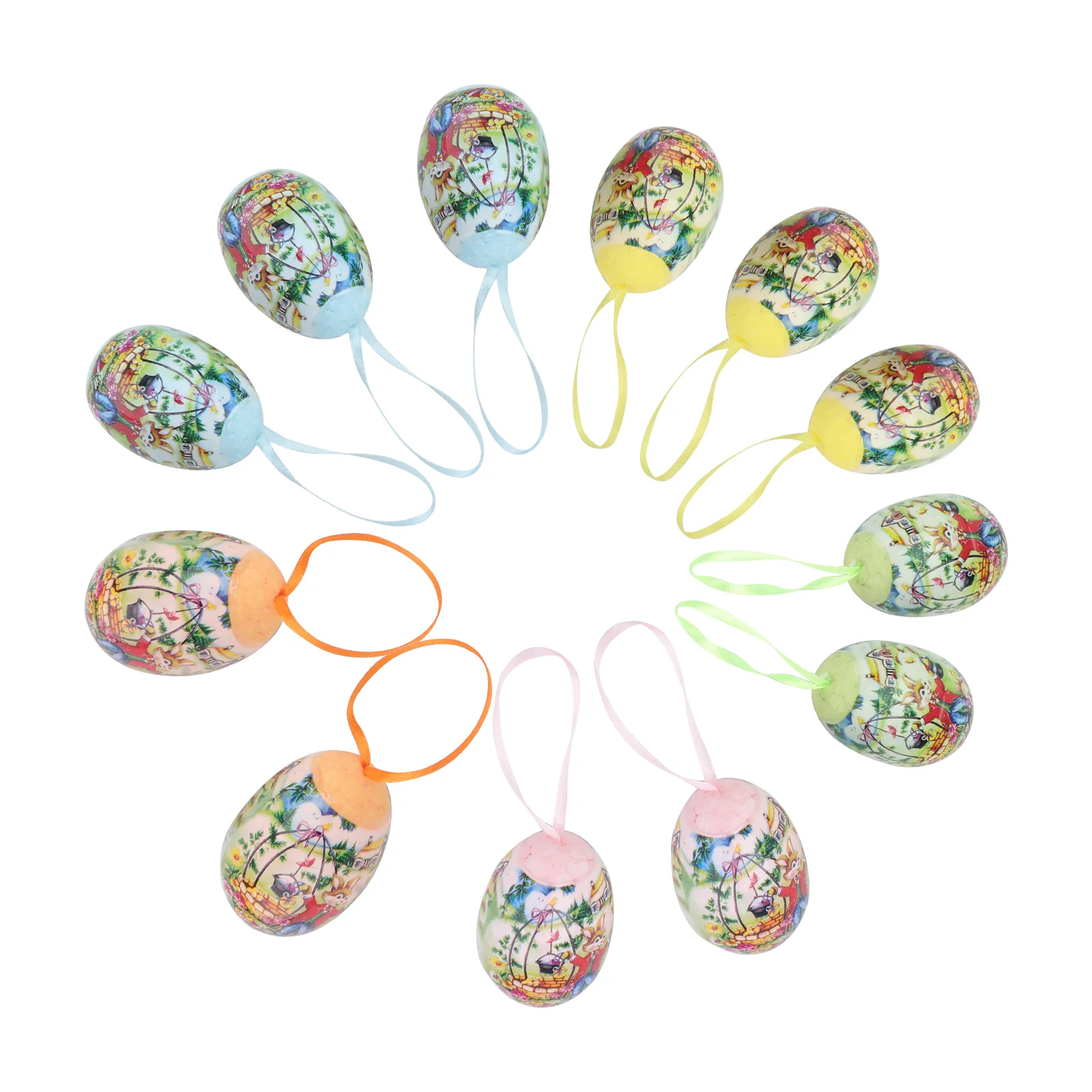 12 Pcs Egg Dye Easter Eggs Hand-Painting Decorative Hanging Gift Decoration Baby