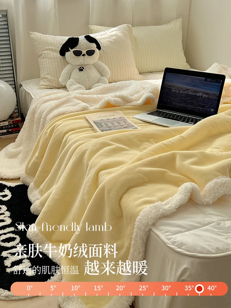 Ins blogger wind solid color lambswool blanket milk velvet soft glutinous leisure blanket lunch break air conditioning blanket s