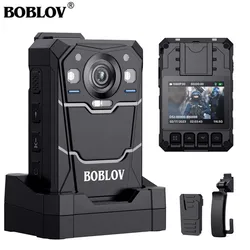 BOBLOV B4K3 2K Body Mounted Camera 128GB 4000mAh Battery 13 Hours Recording GPS Camcorder IP68 Body Worn Camera Police Body Cam