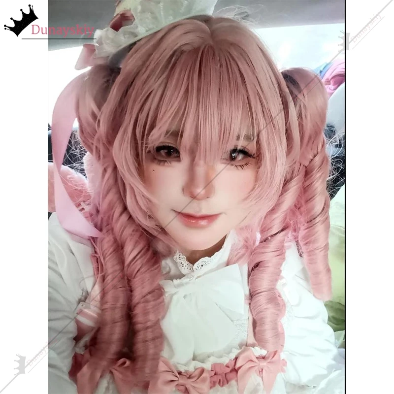 Cosplay Halloween Harajuku Wig Y2K PINK Long Double Curly Ponytail Wig Anime Princess Lolita Roleplay Ornament DIY Carnival Set view 6
