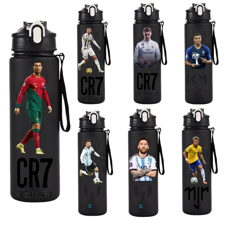 750ML Football Star  Water Cup Messi Ronaldo Water Bottle Large Capacity Drinking Portable Outdoor Sport Water Cup Children Gift