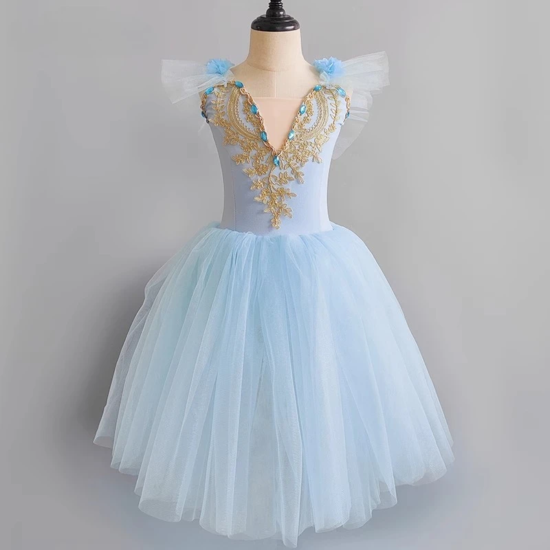 

Child Long Ballet Dress Performance Clothing Girls Women Ballet Tutu Skirt Gymnastic Leotard Professional Belly Dance Costume