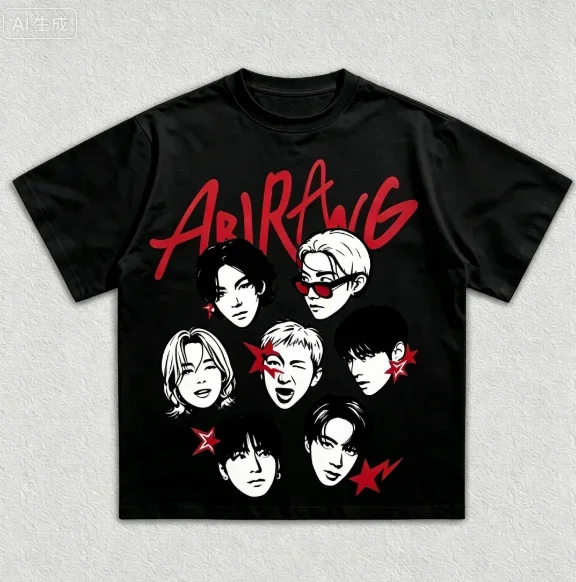 2026 New K-Pop Men's and Women's Universal Retro Short-Sleeved Fashion Women's T-Shirt Daily Wear Harajuku T Shirt Streetwear