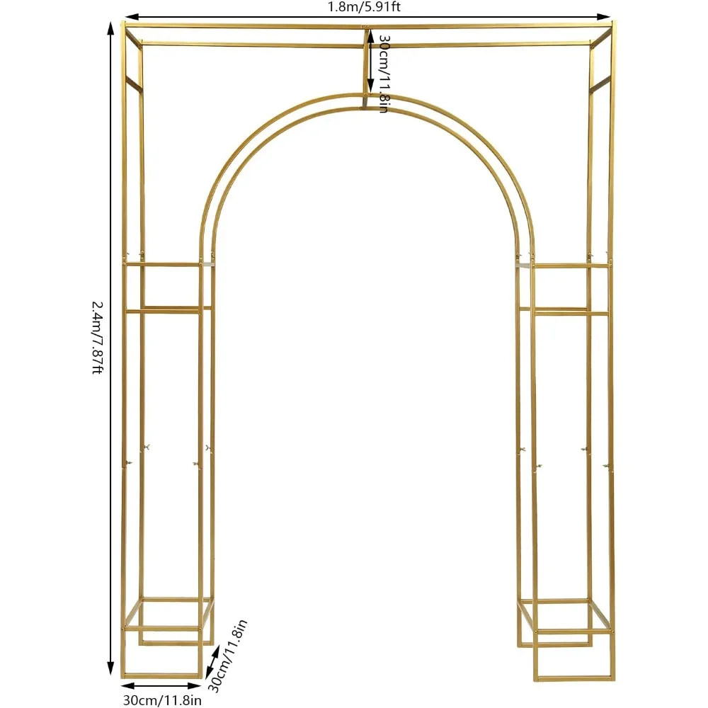 

Arch Backdrop Stand, Gold Wedding Arches for Ceremony Square Metal Balloon Arch Stand Garden Arbor Frame