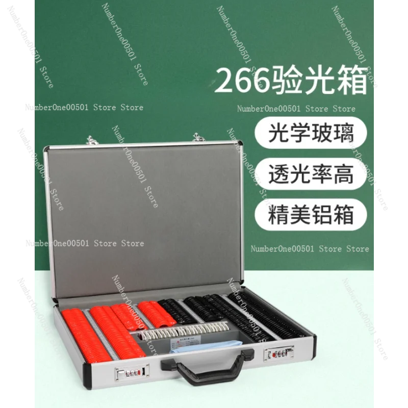 مجموعة عدسات تجريبية احترافية 266 عدسة في علبة ألومنيوم لإطار بلاستيكي لاختبار انكسار فحص العين #3