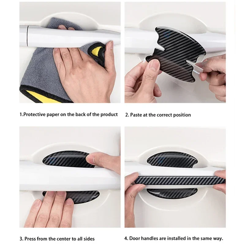 Carbon Fiber Car Door Bowl Handle Protect Stickers For Mercedes Benz AMG GLE GLS GLC GLB A B C E S Class W206 W204 W205 W212