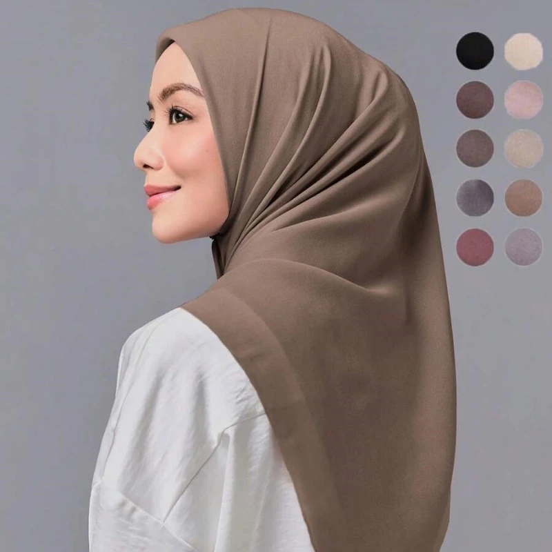 

Простой треугольный шарф, однотонный модальный трикотаж, хиджаб, эластичные мусульманские шали, шарф, шали, мягкий хлопок, исламские накидки, головной платок