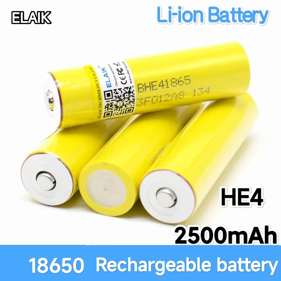 ELAIK 100% New Original HE4 18650 Rechargeable li-ion battery 3.6V 2500mAh Battery 20A 35A discharge + Pointed