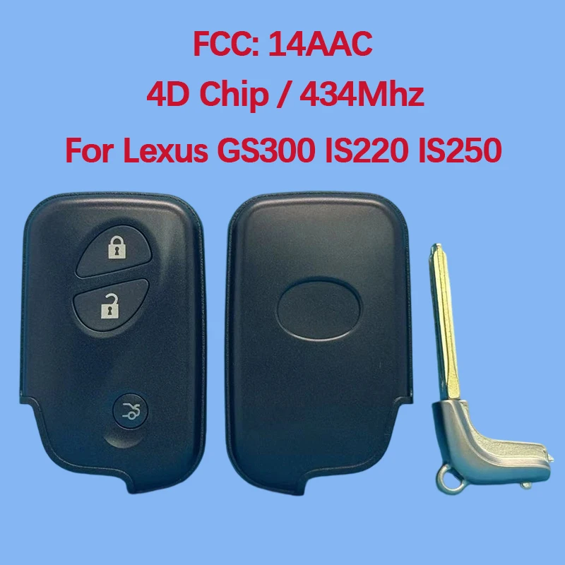 

CN052041 Aftermarket 3-кнопочный смарт-брелок 433 МГц FCC 89904-30311 4D чип для Lexus GS300 IS220 IS250 LS460 2006+