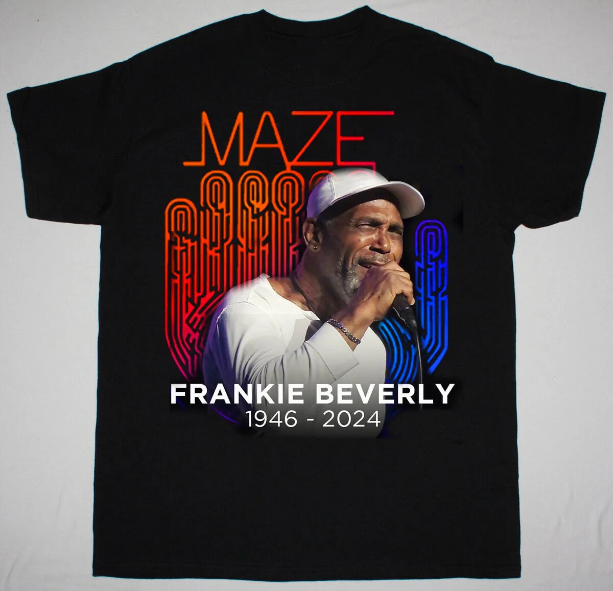 

НОВАЯ черная рубашка с лабиринтом Frankie Beverly 1946-2024 S-2345XL AL01