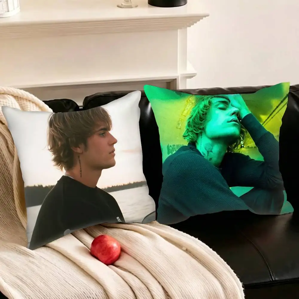 

J-Justin-S Singer B-Bieber-R Pillowcase for Sofa Room Office Decor Printing Protector Cushion Cover Valentine gift Custom