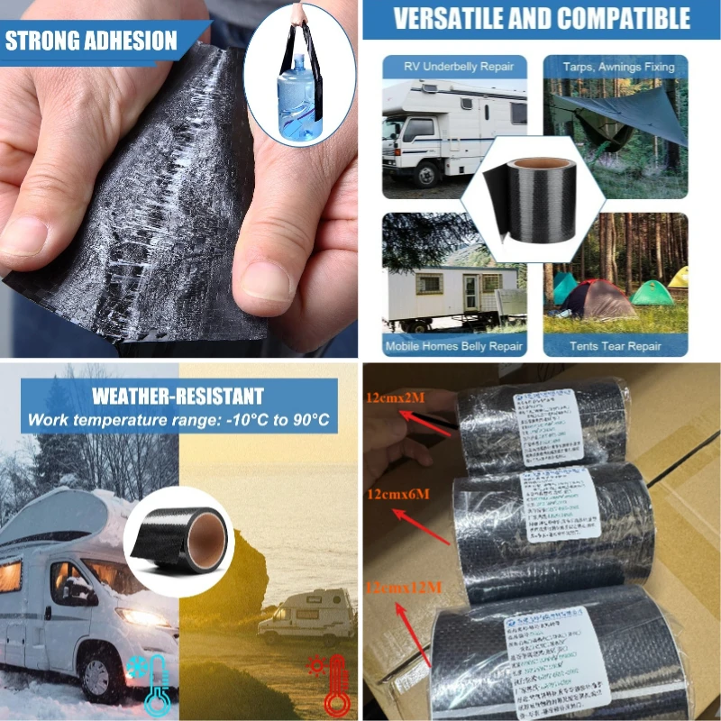 12cm*2M Waterproof RV Underbelly Tape, Tear Repair Patch Sealing Adhesive Material for RV Camper, Travel Trailer & Mobile Home