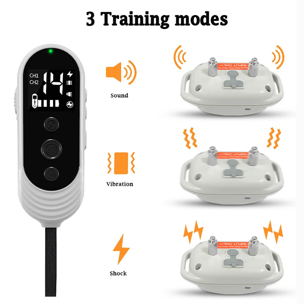 

Remote Control Electric Shock Dog Collar Trainer 500M Stop Barking Device Dog Training Device Rechargeable And Waterproof