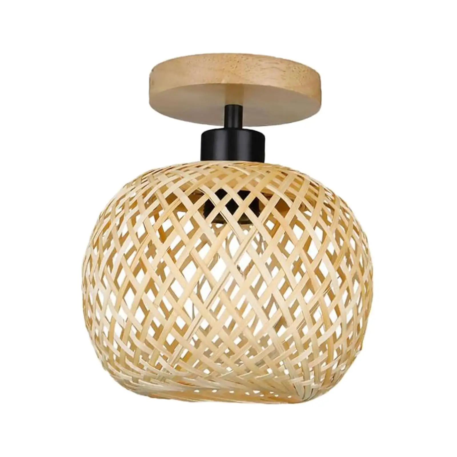 Bamboo Ball Lamp with No Bulb Handmade E26 110-120V Decor Restaurant with Woven Bamboo Shade Boho Light Fixture Bar Bamboo Light