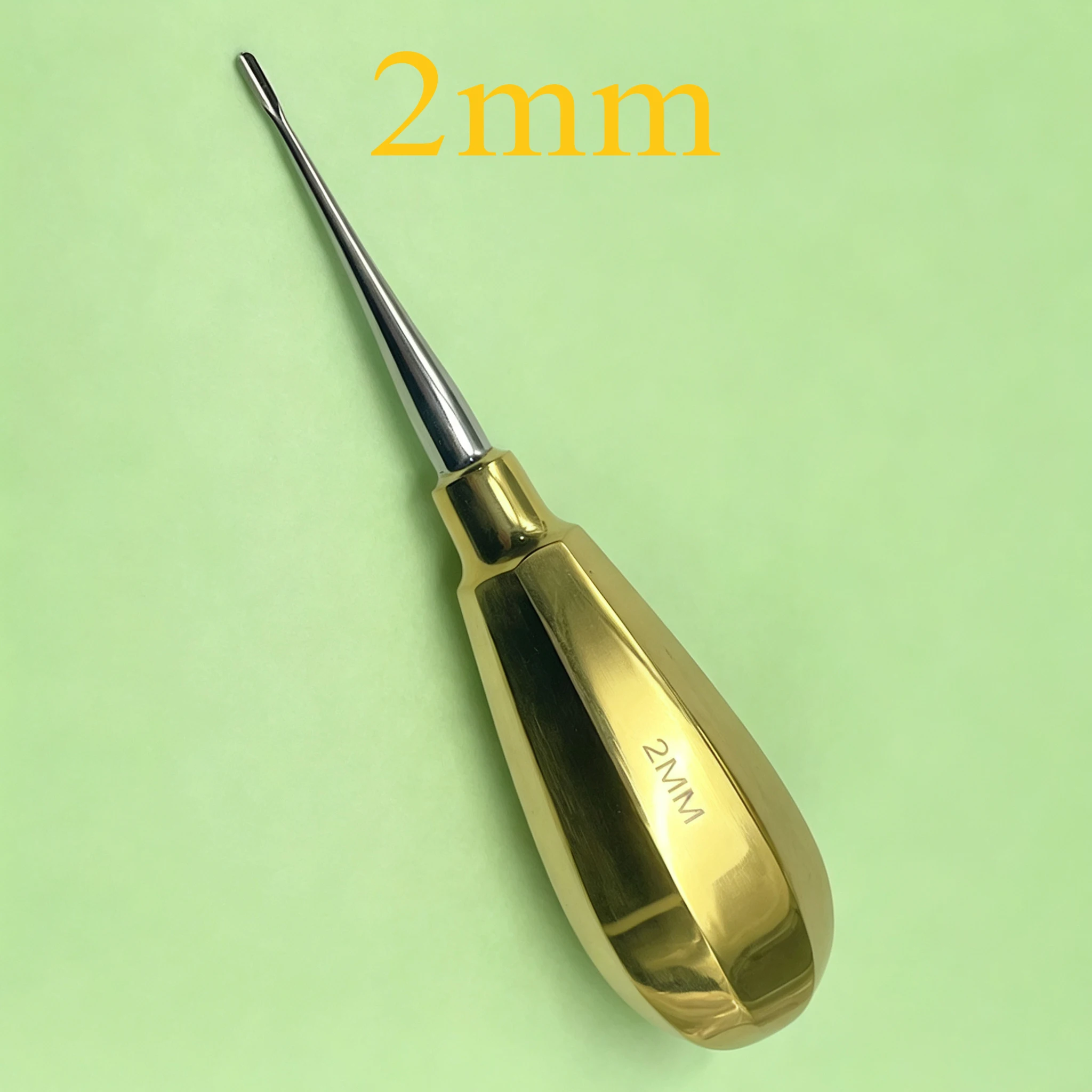 Professional Veterinary Dental Elevator with Gold Short Stubby Handle, Pet Tooth Extraction Instrument for Dog Cat Small Animal