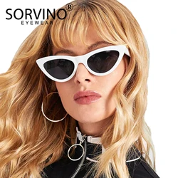 SORVINO Retro Red Cat Eye Sunglasses Women Designer 90s Festival Flat Top Mirror Cateye Sun Glasses Fahion 2023 Lady Shades N256