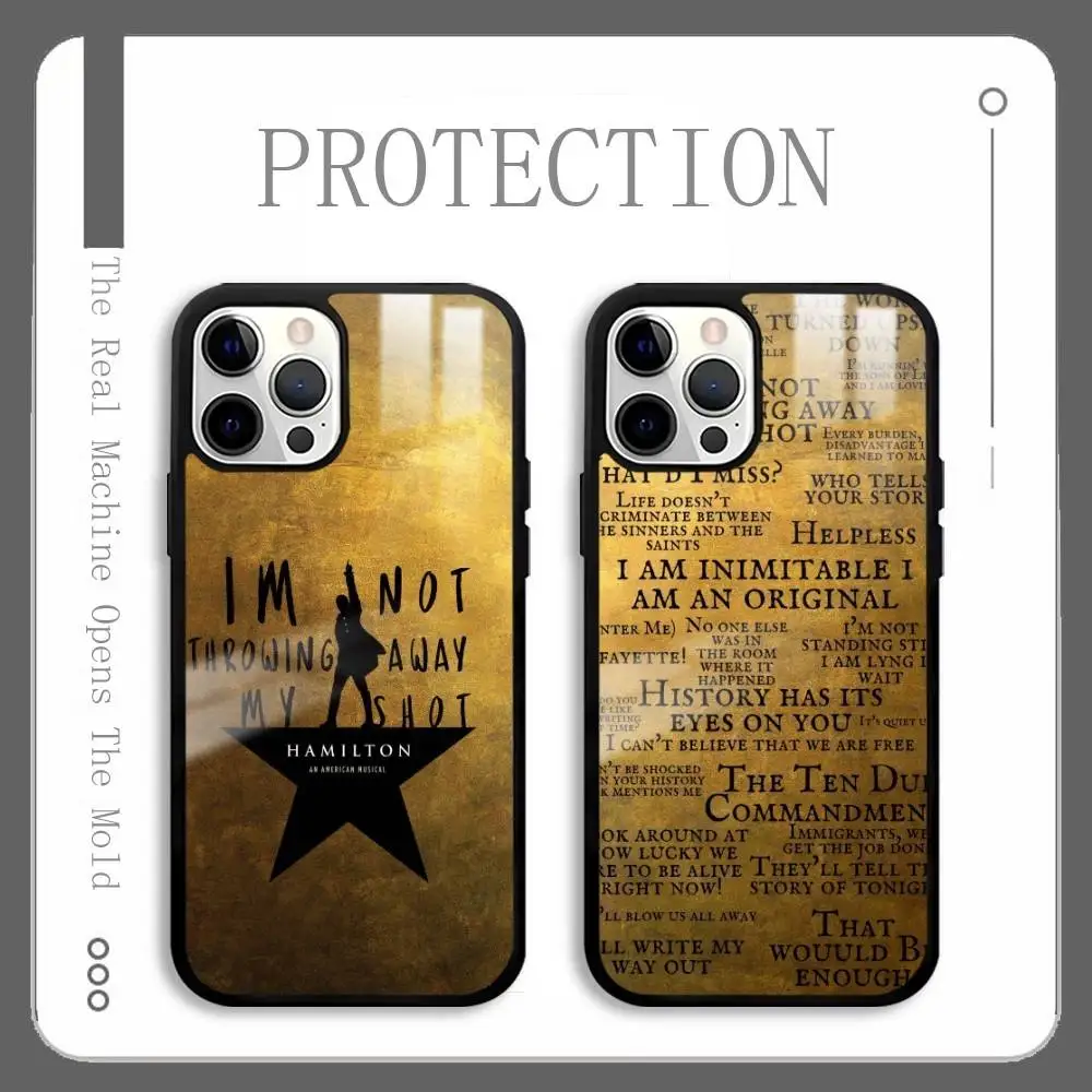 

H-Hamilton Musical Lyrics Phone Case For IPhone 16 15 14 13 12 11 Pro Max Plus Mini Plus Hard Mirror Surface Protect Funda