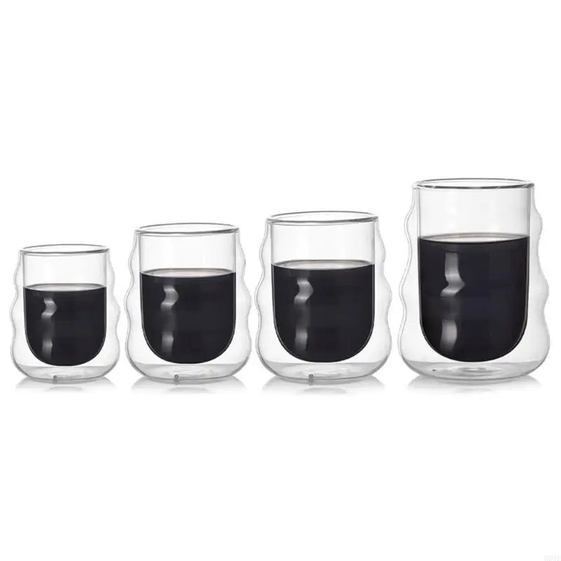 Double Walled Borosilicate Glass Cup Heat Resistant Drinking Mug Drinkware For Hot Tea Coffee Cold Drink B03E