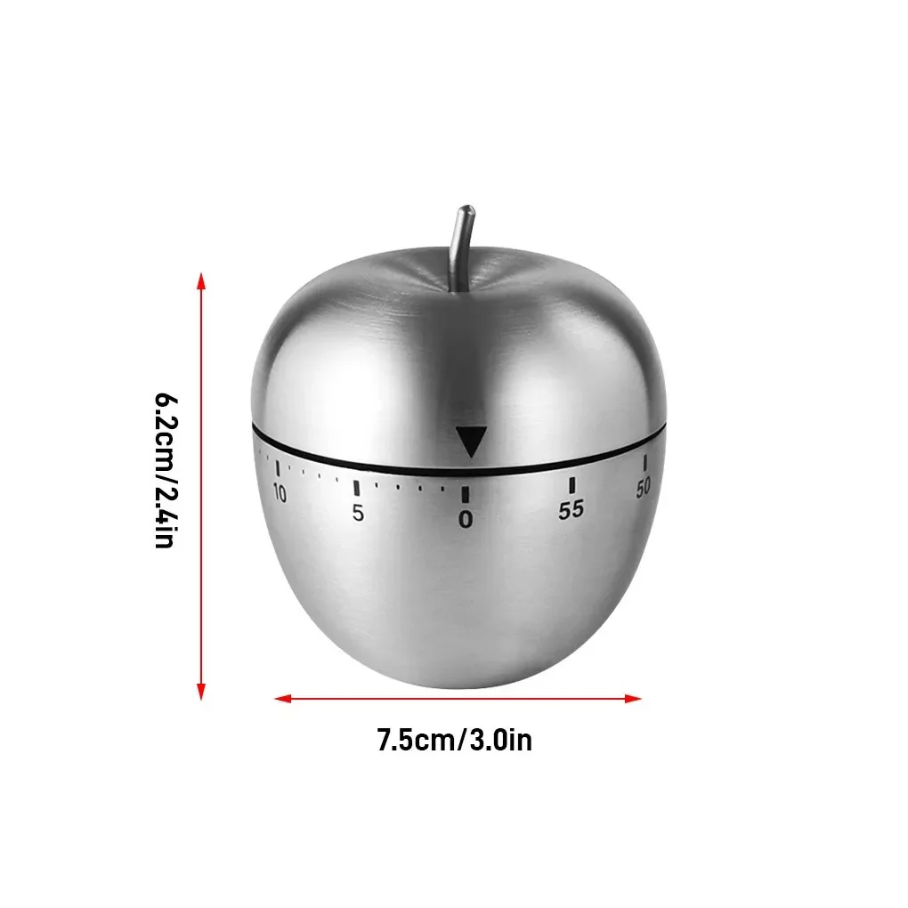 1pc Creative Kitchen Mechanical Timer Stainless Steel Egg-Type Timer 60 Minutes Student Timing Baking Cooking Reminder