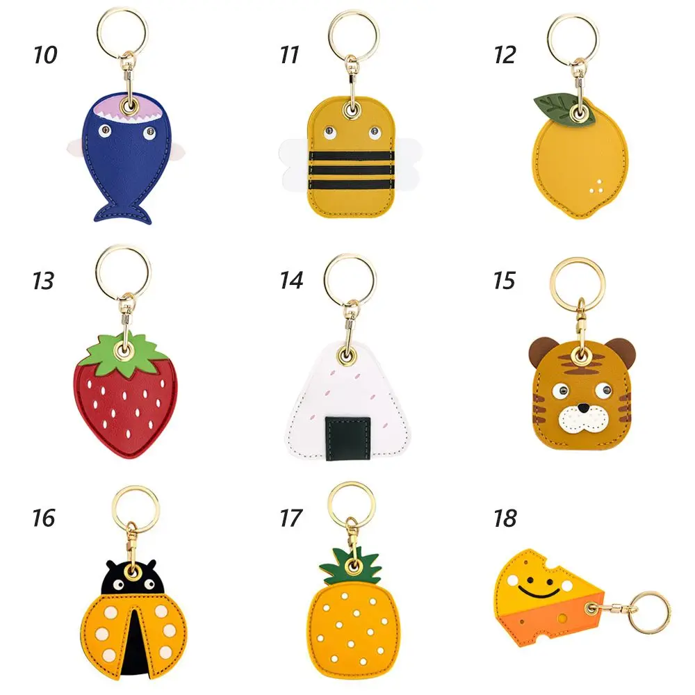 Useful Leather Key Ring Personality Access Control Card Cover Case Key Chain Access Card Bag Pendant Cartoon Keychains