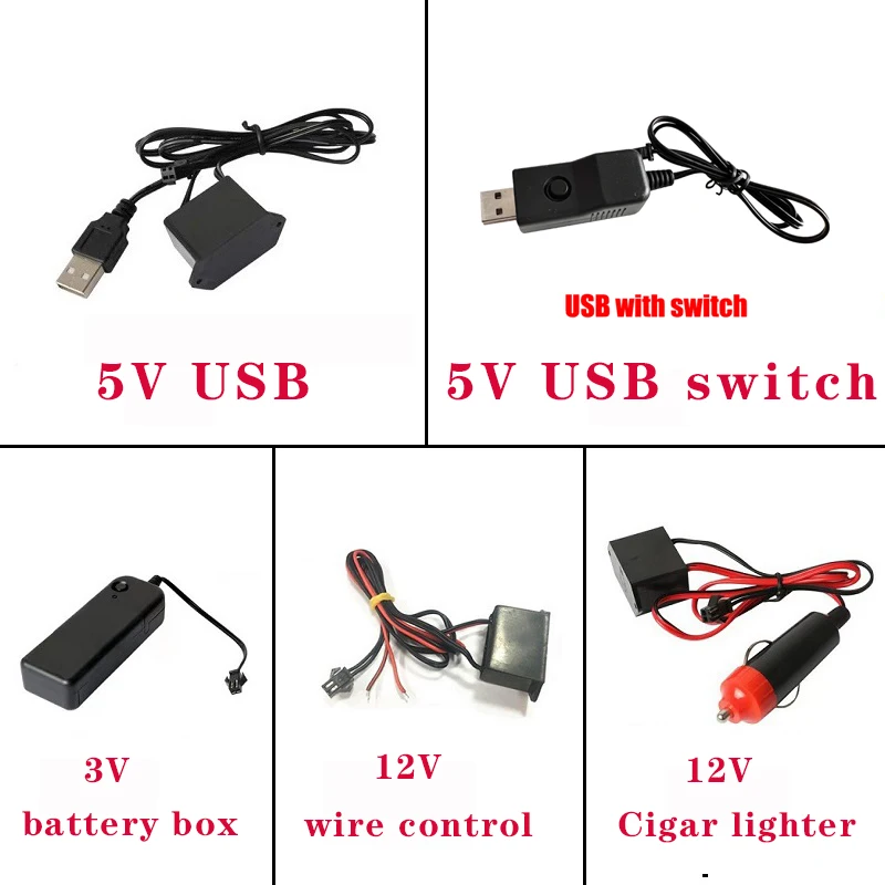 5/3 in 1 Glow Wire Cable LED Neon Christmas Dance Party DIY Costumes Clothing Luminous Car Light Decoration Clothes Ball Rave 1m