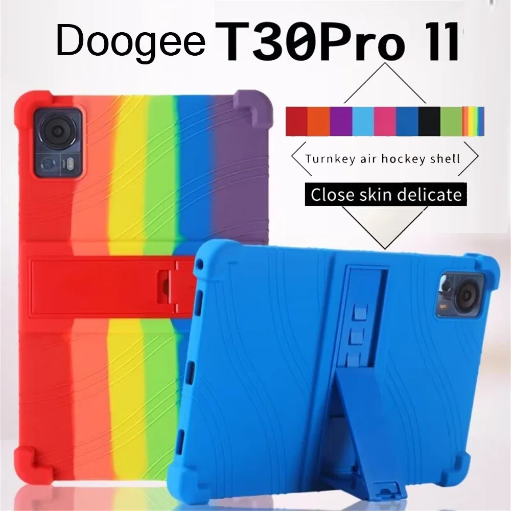 Case For Doogee T30 Pro / T30 Ultra Tablet 4 Airbags Shockproof Soft Silicone Ajustable Stand Precise Cutouts Kickstand Cover