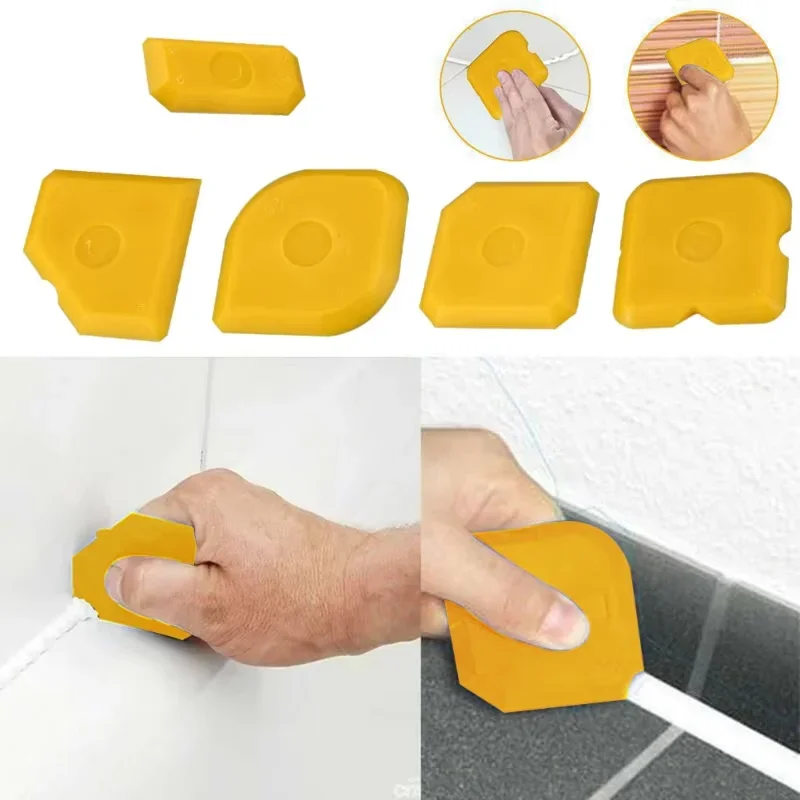 5 Pcs Silicone Applicator Scraper Sealant Smooth Remover Tools Sealant Spreader Finish Kit Caulk Tile Grout Home Improvement