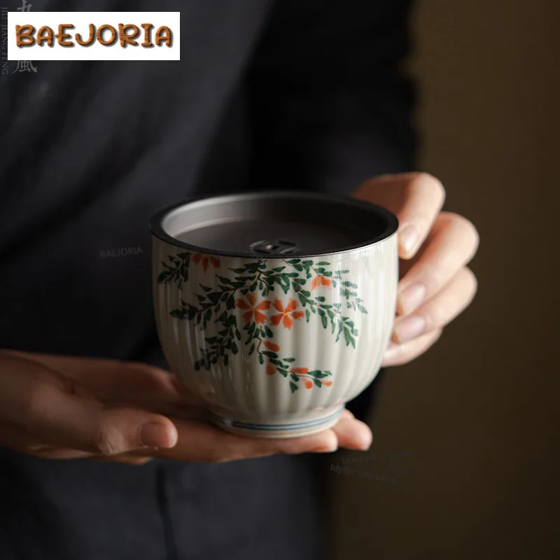 Hand-painted White Daisy Jianshui Washing Cup Bowl Tea Residue Barrel Household Chaxi Chinese Tea Set Accessories Ornaments
