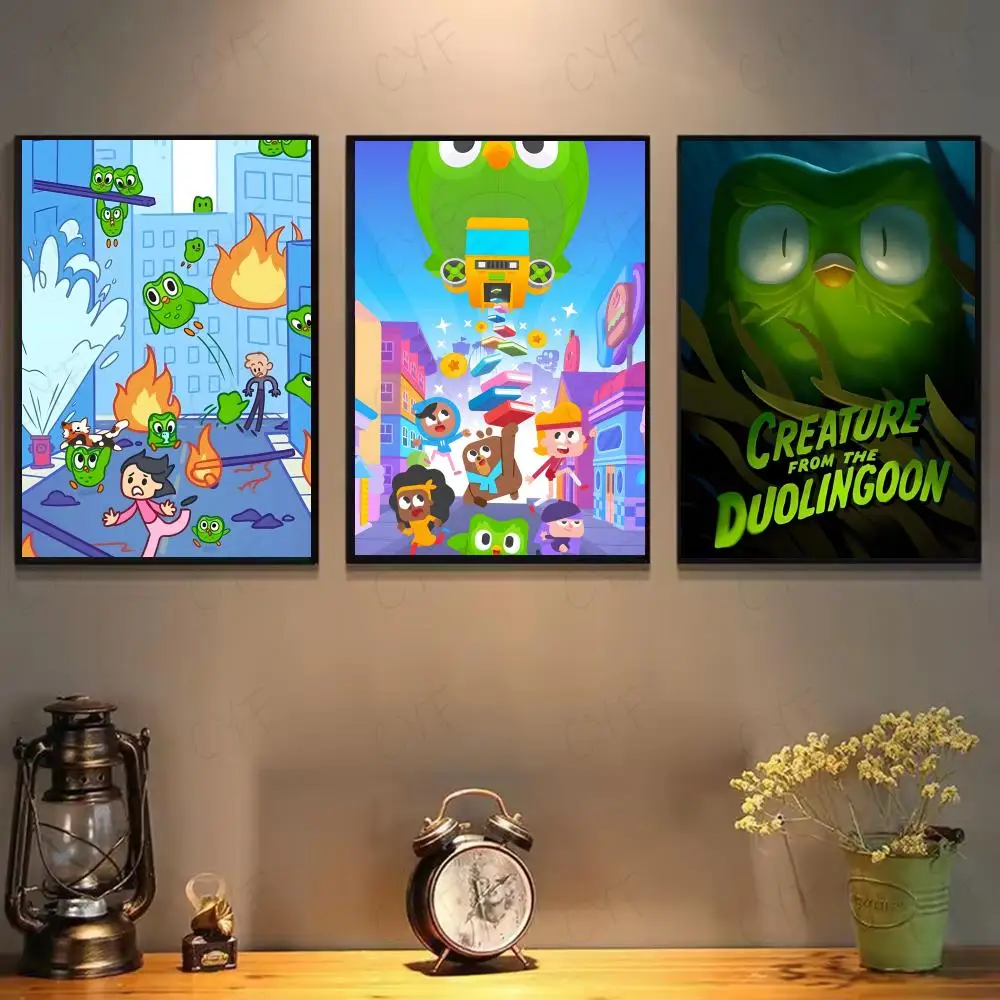 Duolingo البومة الثنائي المشارك ورقة طباعة غرفة المعيشة المنزلي غرفة نوم مدخل بار مقهى الفن اللوحة الديكور