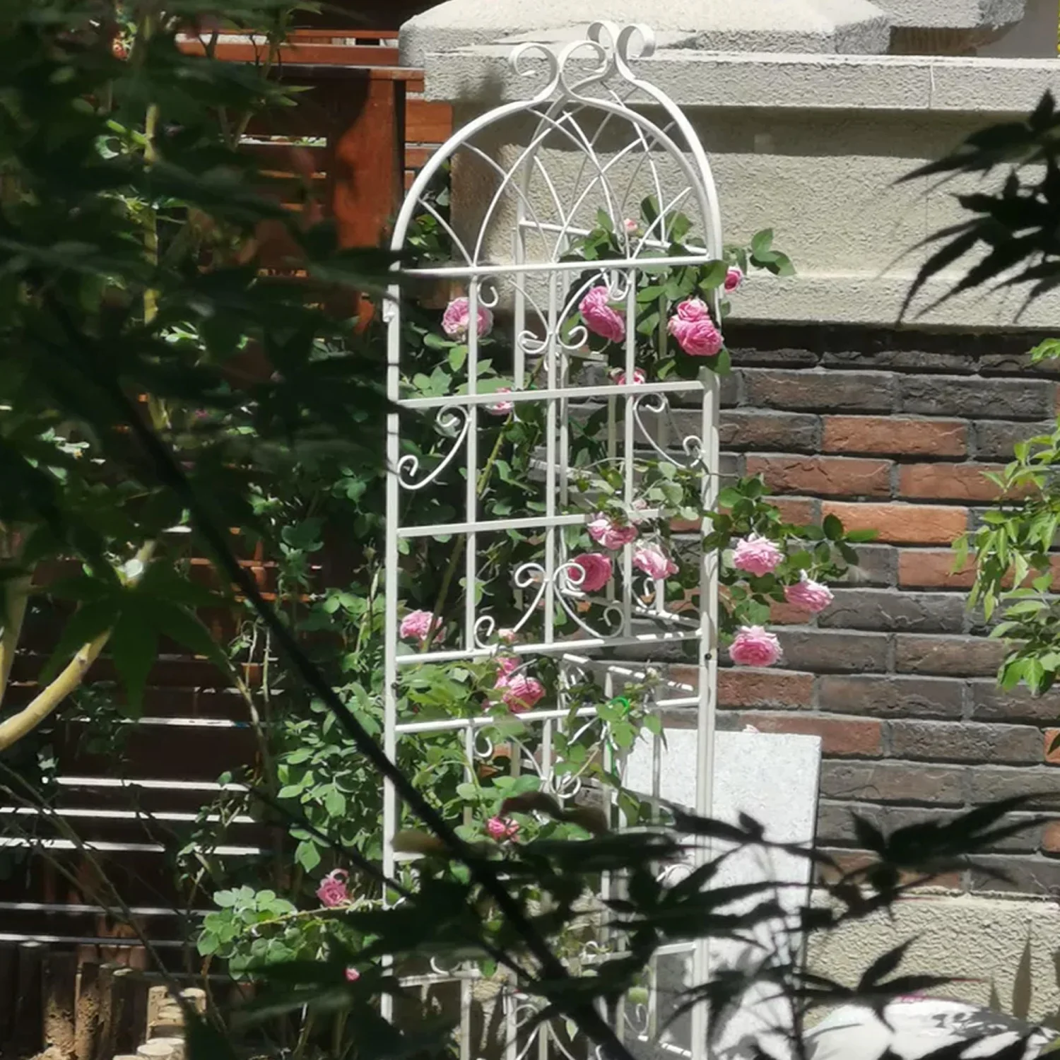 

Metal Garden Trellis 4-Pack for Climbing Plants 71" x 19.7" Rustproof Outdoor Flower Support Cream White