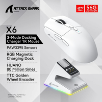 Attack Shark X6 Gamer Mouse With Charging Dock 3 Mode 2.4G Wireless Bluetooth Mouse 26000DPI PAW3395 Sensor Gaming Mices Gifts