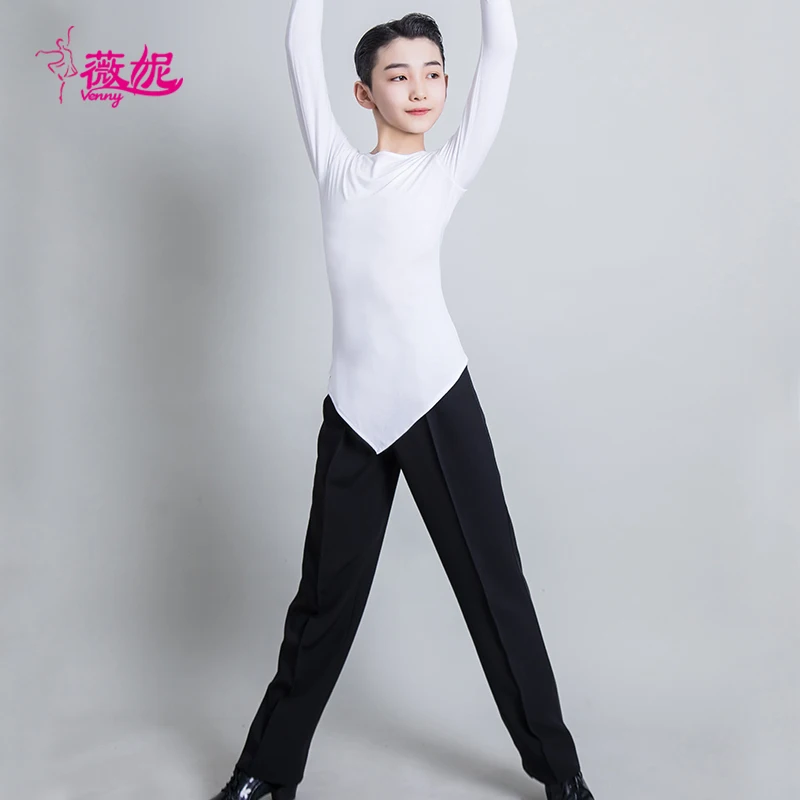Платье для латинских танцев Venny, топ для мальчиков, облегающая одежда для выступлений для тренировок и сцены, костюмы для бальных танцев