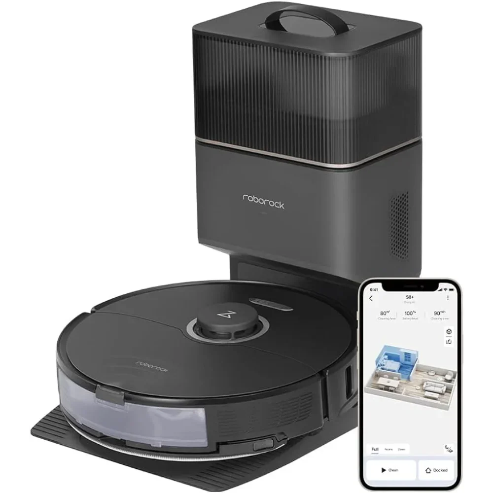 

Robot Vacuum, Sonic Mop with Self-Empty Dock, Stores Dust, Auto Lifting Mop, Ultrasonic Carpet Detection