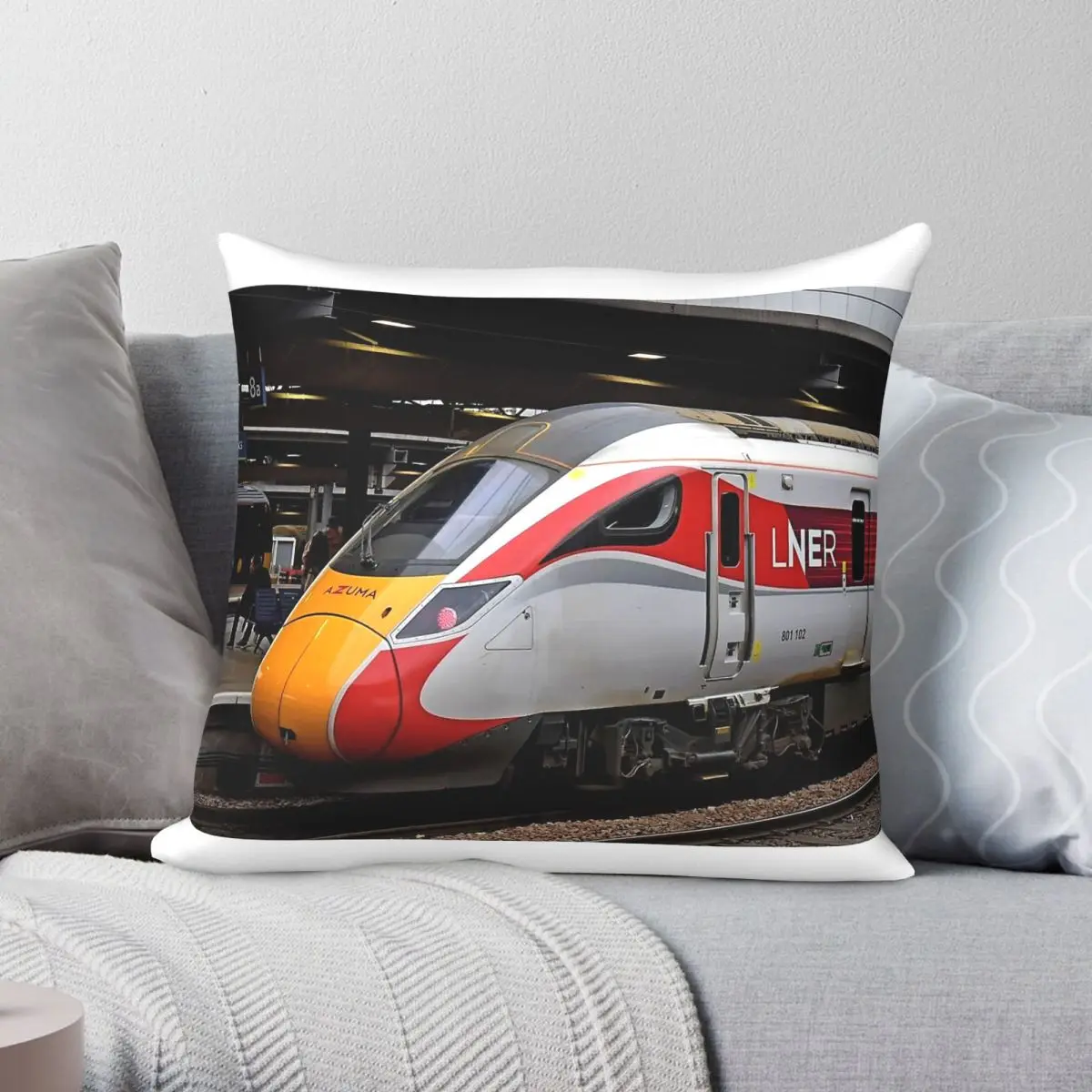 Lner Azuma 801 High Speed Train Pillowcase Polyester Linen Velvet Pattern Zip Decor Throw Pillow Case Sofa Cushion Cover