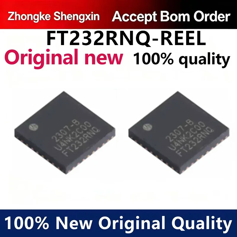 （5pcs-100pcs)New Original FT232RNQ-REEL QFN-32 (5x5) USB Conversion Chip