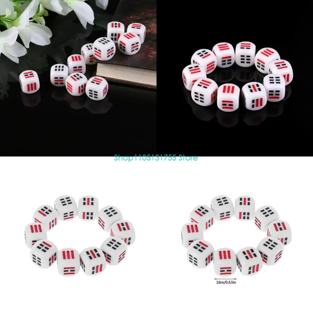 

K0EF 10Pcs D6 Dices For Easy Fortune-Telling for Guess Divination Gua Eight T